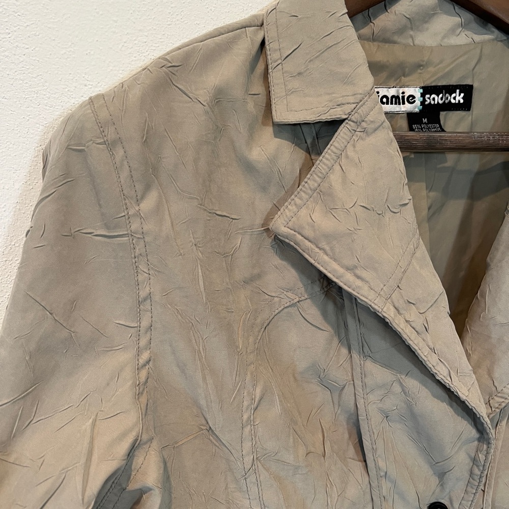 Y2K Jamie Sadock Crinkle Texture Utility Blazer Jacket Zipper Pockets Metal - Picture 5 of 12